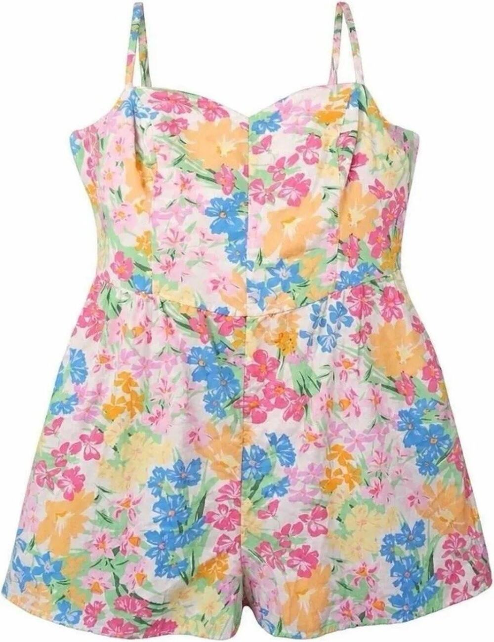 Old Navy Women's 3X Floral Cami Romper Multicolor Smocked Back Plus Size NWT